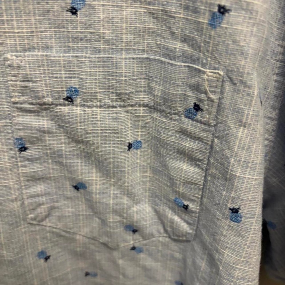 MBX Denim Wear Shirt Mens XL Blue White Pineapple Print Slim Fit Short Sleeve - Picture 4 of 4